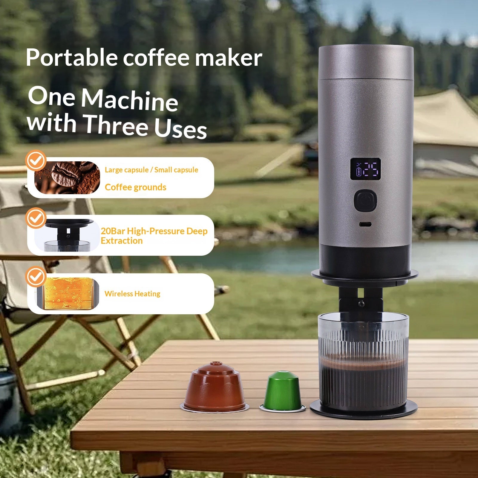Wireless Coffee Maker Household Fully Automatic Portable Compact Heating Espresso Capsule Coffee Machine