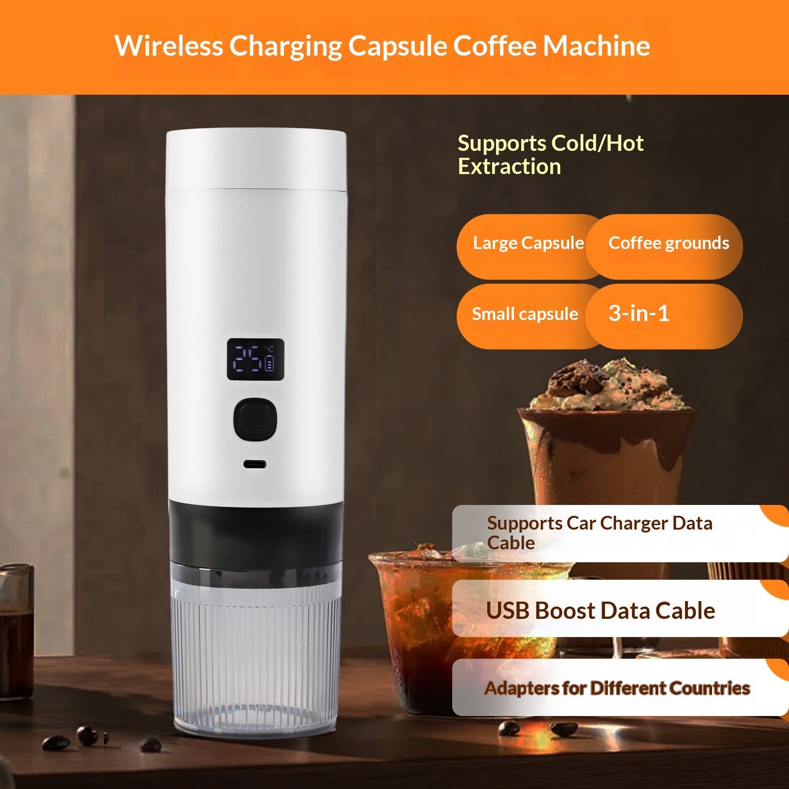 Wireless Coffee Maker Household Fully Automatic Portable Compact Heating Espresso Capsule Coffee Machine