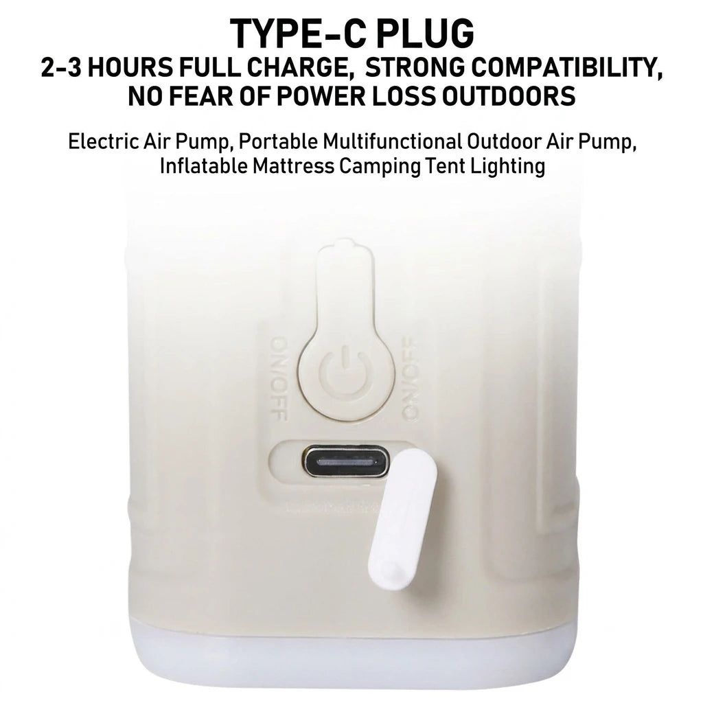Mini Electric Inflatable Pump 3-in-1 with Lights Wireless Air Compressor for Inflate & Deflate Camping Hiking Equipment