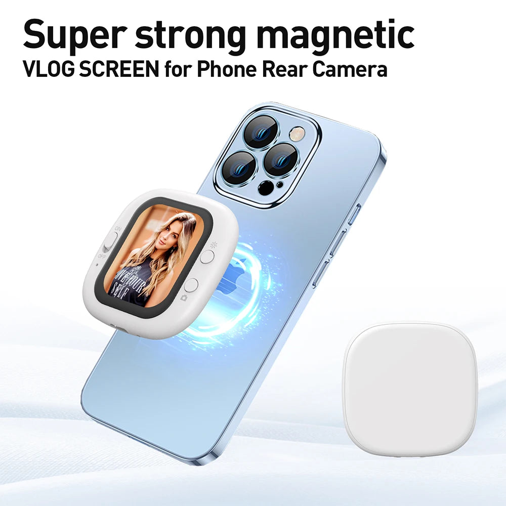 Mini Magnetic Phone Vlog Selfie Monitor Screen Rear Camera Vlogging Live Selfie Screen FOR iPhone Video Recording Shooting