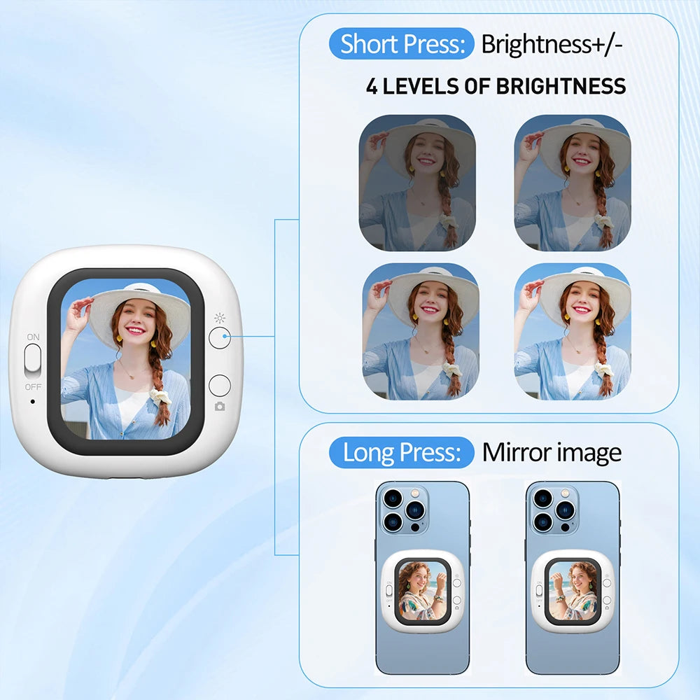 Mini Magnetic Phone Vlog Selfie Monitor Screen Rear Camera Vlogging Live Selfie Screen FOR iPhone Video Recording Shooting