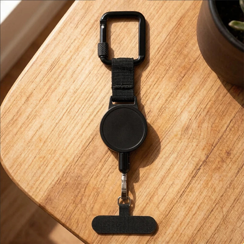 Anti-theft mobile phone holder with locking buckle and rope for hiking, cycling and rock climbing to prevent falls