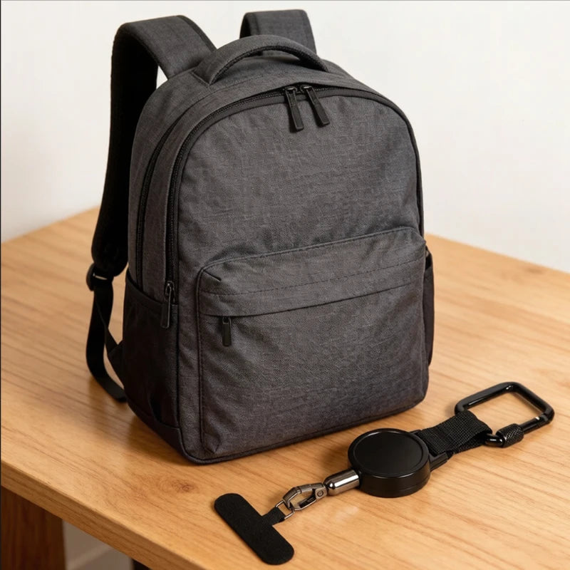 Anti-theft mobile phone holder with locking buckle and rope for hiking, cycling and rock climbing to prevent falls