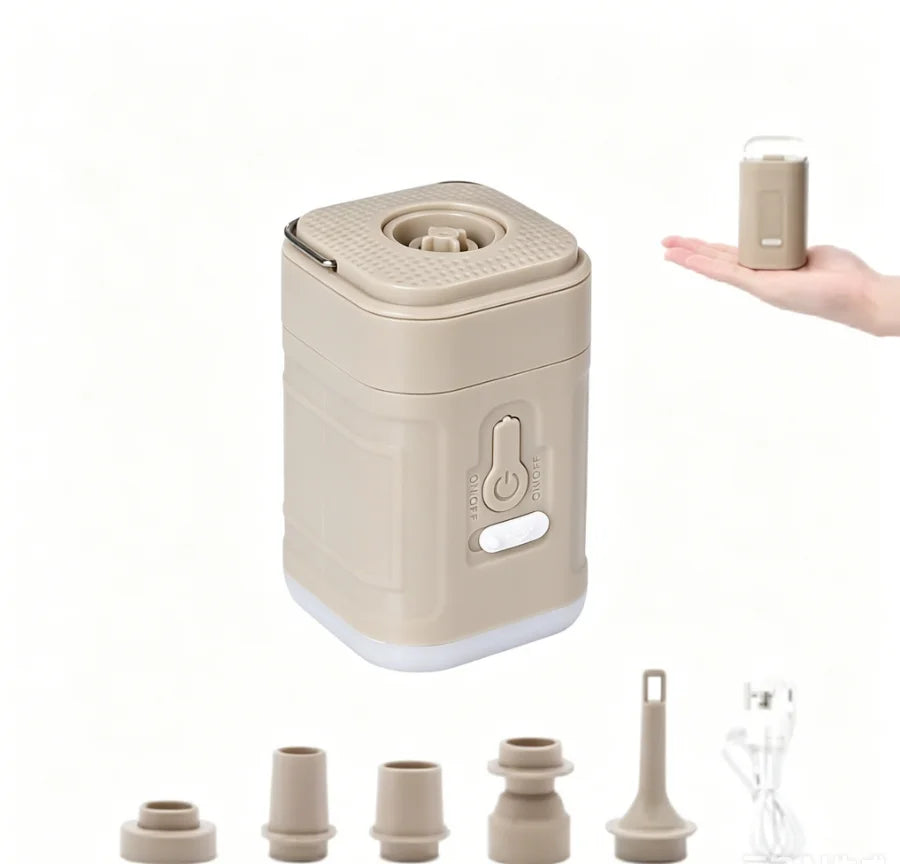 Mini Electric Inflatable Pump 3-in-1 with Lights Wireless Air Compressor for Inflate & Deflate Camping Hiking Equipment