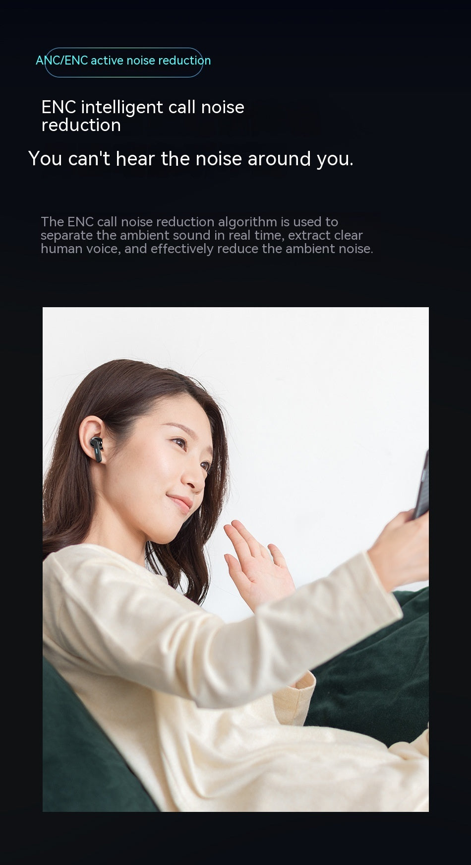 AWEI T53ANC Active Noise Reduction ENC Noise Reduction True Wireless Tws Bluetooth Headset