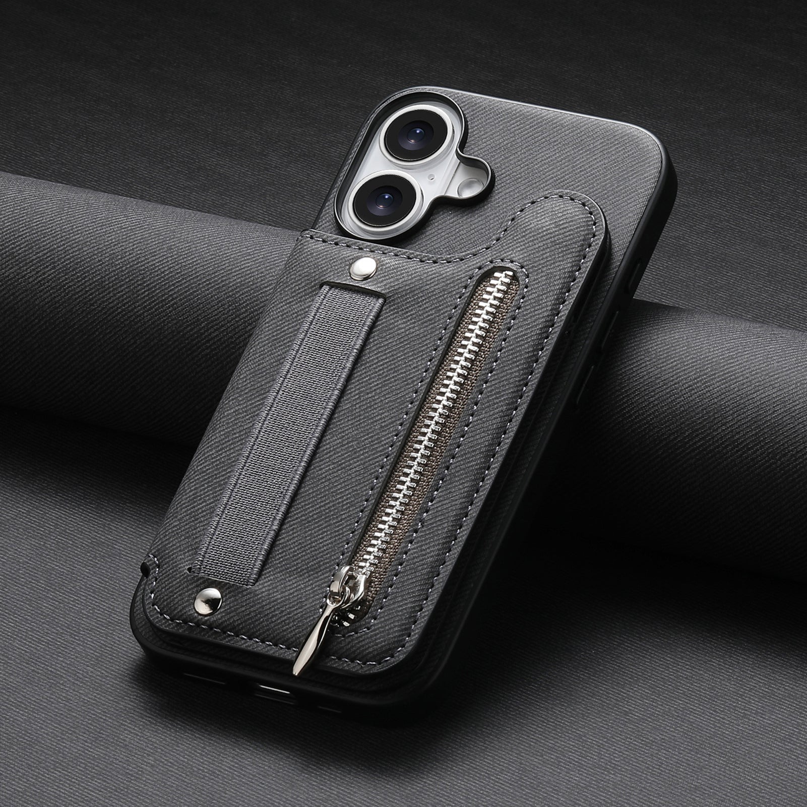 Leather Phone Case With Stand And Zipper Wallet Protective Cover