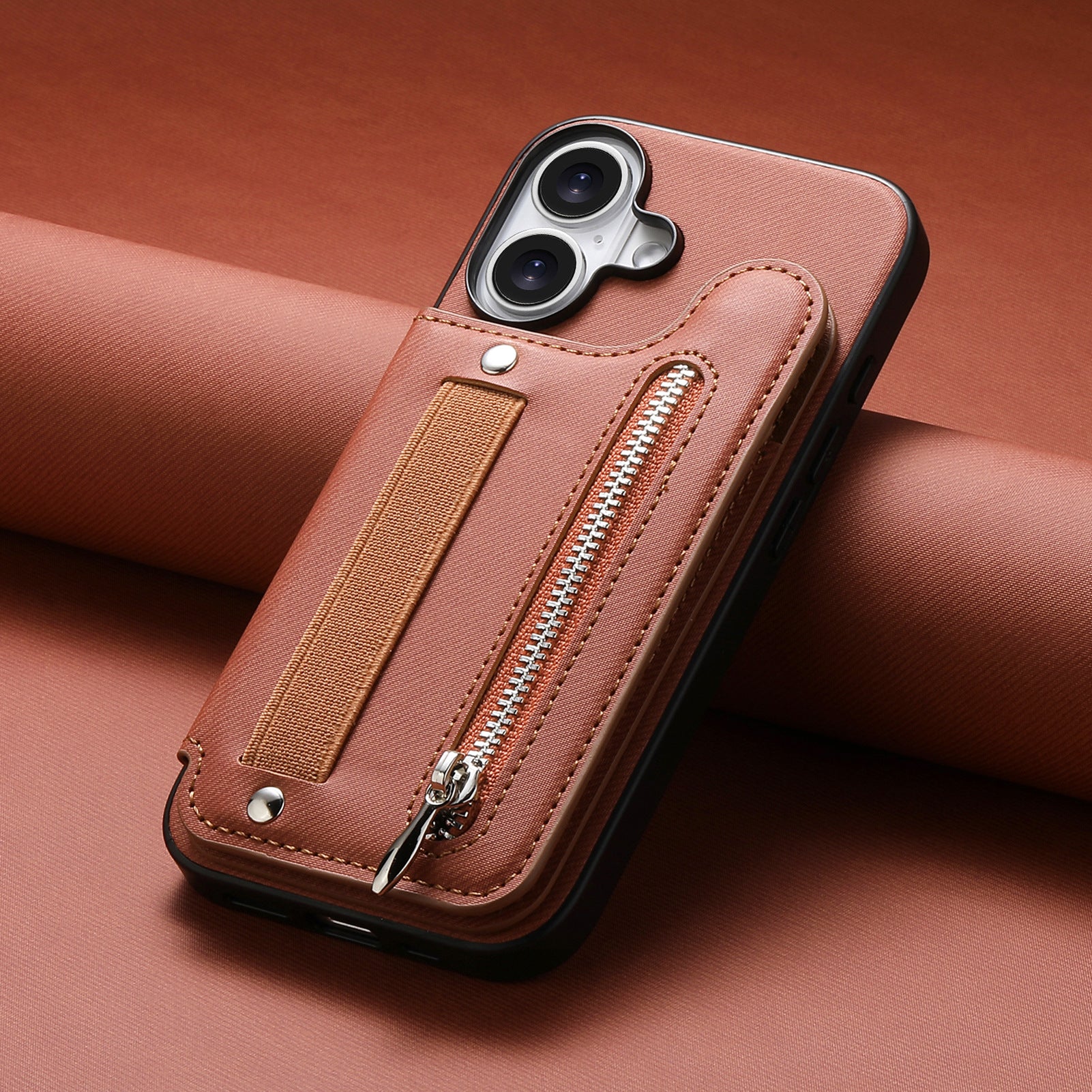Leather Phone Case With Stand And Zipper Wallet Protective Cover